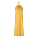 Women Elegant Chest Diamond Flower Halter Dress Backless Sexy Long Dresses Summer 2025 New Fashion Evening Party Dresses