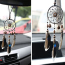 Mini Dream Catcher Car Pure White Feather Wind Chimes Wall Hanging Decor Romantic Home Ornament