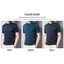 BROWON Fashion Striped Men Tshirt SummerThin Breathable Turn-down Collar Male Tees Short Sleeve Business Work Plus Size Tops