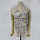 summer holiday beach camis lady sexy tassels crochet camisole women sexy tassels bikini camis female crochet halter bikini tops