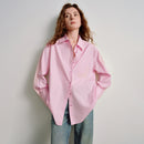 TOYOUTH Women Striped Cotton Patchwork Shirts 2026 Spring New Loose Niche Trendy Deconstructed Design Jackets