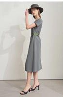 AMII Minimalist Summer Casual Dress for Women 2025 Solid Round Neck Sleeveless Dresses Lady Fashion Slim Straight Skirt 12512031