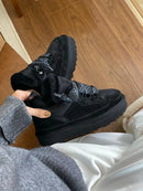 Womens Snow Boots Winter New Retro Round Toe Low-top Lace Up Warm Plush Flat Shoes Fashion Versatile Non Slip Casual Sport Shoes