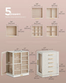 SONGMICS Jewelry Box 360° Rotating, Jewelry Storage Case with 5 Drawers, Jewelry Organizer, Glass Window, Spacious