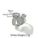 TBTK Iced Out BaguetteCZ Heart Rings Opened Bling Square Cubic Zirconia Ring  Luxury Jewelry Engagement Gift For Women