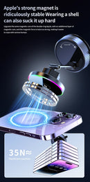 Cooling Magnetic Car Wireless Charger Car Phone Holder Mount Fast Charging for iPhone 15 14 13 Pro Suction Cup Vacuum Foldable