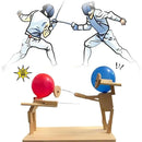 Balloon Bamboo Man Battle Handmade Wooden Fencing Puppets Wooden Bots Battle Game Two-Player Fast-Paced Balloon Battle Game