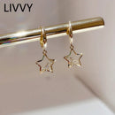 LIVVY New Fashion Korean Charm Drop Earrings for Women Trendy Simple Star Zircon Elegant  Jewelry Gifts