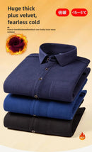 Men's Long-Sleeved Shirt Thickened Warm 7XL8XL Plus Size Autumn/Winter Casual No-Ironing Comfortable Double-Sided Fleece Top