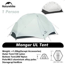 Naturehike挪客 Mongar 2露营帐篷 超轻户外三人四季防水20D尼龙徒步帐篷 双人背包帐篷