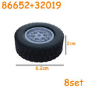 Car Truck Wheels Hub Bricks MOC Technical Tire Wheel Cross Hole Set Motorcycle Tyre & Rim Construction Building Blocks