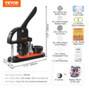 SucceBuy Button Maker 25/32/58 Pin Maker with Button Parts Ergonomic Arc Handle Punch Press Kit Button Maker Machine