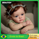 BRASTOY Reborn Baby Doll Girl Painted Realistic 55cm Blue Eyes Silicone Body Can Take Bath