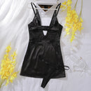 Ellolace Sexy Deep-V Neck Satin Dress Sexy Lingerie Lace Patchwork Split Sissy Night Dress Women Slip Dress Silk Nightwear