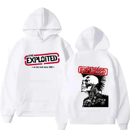 连帽衫 THE EXPLOITED主题歌手图案印花服装连帽嘻哈休闲中性秋冬抓绒运动衫