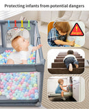 2026 Baby Playpens Light Gray Corralito for Baby Playground with Pull Ring Child Safety Barrier Fence Ball Box Game Playpen