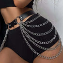 Women Punk Gothic Black PU Leather Studded Leg‑Waist Harness Belt, Adjustable Decor Accessory for Rave Festival Halloween Party
