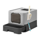 Feandrea Hidden Cat Litter Box, Cat Litter Tray with Hood, Slide-Out Tray, Scoop, Brush, Spacious for Large Cats