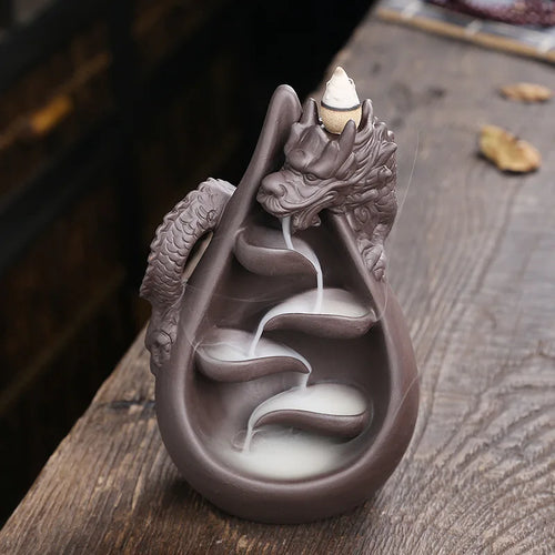 The Dragon's Descent | Backflow Incense Burner — Waterfall Smoke Effect, Hand-Finished Resin