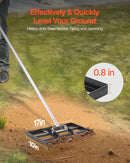 The Grade Line | Carbon-Steel Lawn Leveling Rake with 180-Degree Pivoting Handle