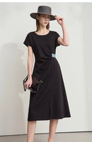 AMII Minimalist Summer Casual Dress for Women 2025 Solid Round Neck Sleeveless Dresses Lady Fashion Slim Straight Skirt 12512031