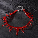 Halloween Bloody Scar Necklace Horror Fake Vampire Choker Girls Cosplay Costume Halloween Party Favors Decorations Kids Gifts