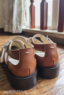 MKKHOU Fashion Sandals Women's New High Quality True Leather Split Toe Shoes Low Heel Hollow out Mary Jane Shoes Modern Shoes