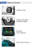 The Rotor Edge | 125mm Brushless Angle Grinder, 18V Cordless, 10000 RPM