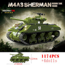 军事世界大战俄罗斯T-34 KV-1重型坦克积木二战美国M4A3谢尔曼斯图尔特坦克技术砖块儿童玩具