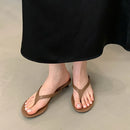 SUOJIALUN 2025 Summer New Brand Women Slipper Fashion Narrow Band Slip On Flip Flop Shoes Square Low Heel Outdoor Sandals