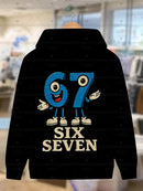 儿童连帽衫 67 六七 意大利脑洞数学笑话上衣 Y2k 游戏标语拉链衫 图案 Y2k 儿童连帽衫