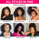 Jerry Curly Half Wig Human Hair Brazilian Deep Wave Curly Half Wig Human Hair 3 IN 1 Seamless Clip Ins Flip Over Drawstring Half Wig 200% Density Full Machine Made for Women Ready to Wear On Clearance Sale Pre Plucked Wig Par