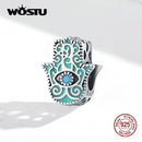 WOSTU 100% Real 925 Sterling Silver Dazzling Zircon Charm Beads Fit Original DIY Bracelet Pendants Necklace SIlver 925 Jewelry