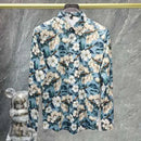 2025 men's European and American popular luxury fashion printed long sleeved shirt, high-quality and comfortable button up top