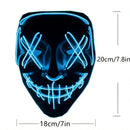 Led Light up Halloween Mask, Glowing El Wire Scary Mask, Red & Black, Plastic Construction, for Festive Cosplay, Costume Parties, Carnival, Gifts, Led Halloween Mask - Colorful Lights