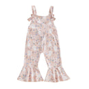 Toddler Easter Bunny Romper Sleeveless Jumpsuit with Egg Print Suspender Pants for Girls Spring Outfit Casual Wear