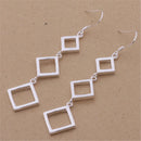 Fashion 925 Sterling Silver Square rhombus long earrings for women luxury designer jewelry party wedding accessories gifts