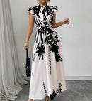 Women's elegant black and white dress, suitable for work, dates and vacations