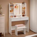 VASAGLE Dressing Table with LED Mirror, 3 Colors, Adjustable Brightness, Makeup Table with Mirror, Large, Adjustable Storage