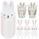 Easter Theme Disposable Tableware Cute Cartoon Rabbit Pattern Paper Plates Cups Napkins Kids Easter Party Decoration Supplies