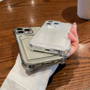 适用于 iPhone 15 14 13 12 11 Pro Max X XS XR 7 8 Plus 的透明卡槽包手机壳，透明钱包硅胶防震保护套