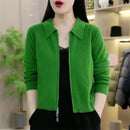 Spring Autumn Lady Knitting Cardigan Jacket Female Short Zipper Sweater Outerwear Women Solid Color Loose Fitting Knitwear Coat