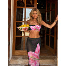 3 Pcs Swimwear Blue Bikini Swimsuit with Skirt Halter Swimwear Women Brazilian Bikini Bathing Suit A Line Skirt Summer Female