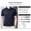 BROWON Fashion Striped Men Tshirt SummerThin Breathable Turn-down Collar Male Tees Short Sleeve Business Work Plus Size Tops
