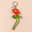Lovely Handmade Knitted Flower KeychainCrocheted Key Rings for Women Girls Handbag Pendants Charms DIY Jewelry Gifts