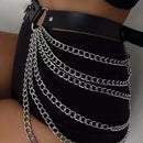 Women Punk Gothic Black PU Leather Studded Leg‑Waist Harness Belt, Adjustable Decor Accessory for Rave Festival Halloween Party