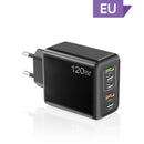 120W PD 5 Port USB Charger Fast Charging QC3.0 USB C Type C Mobile Phone Charger For iPhone Huawei Samsung Xiaomi Quick Charge