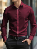 FGKKS New Men Shirts Brand Fashion Quality Smart Business Four Season Long Sleeve Casual Patchwork Elastic Male Dress Shirt