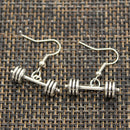 New Fashion Handmade Fitness Equipment Dumbbell Disc Pendants Silver Color Earrings For Womens Style
