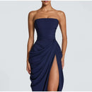 The Aurelian | Butter Yellow Mesh-Spliced Asymmetric Evening Gown